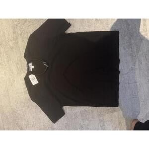 NWT CARVEN Black Short Sleeve T-Shirt with Collar Buckle Detail sz M